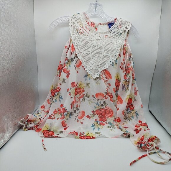 Disney Beauty and the Beast Lace Cold Shoulder Floral Top Women's Size Small - Picture 1 of 9